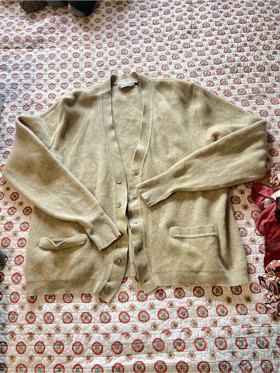 St. Croix Sweaters - EUC Vintage 70s St. Beige Cashmere Tasmanian Lambswool Cardigan Size XL